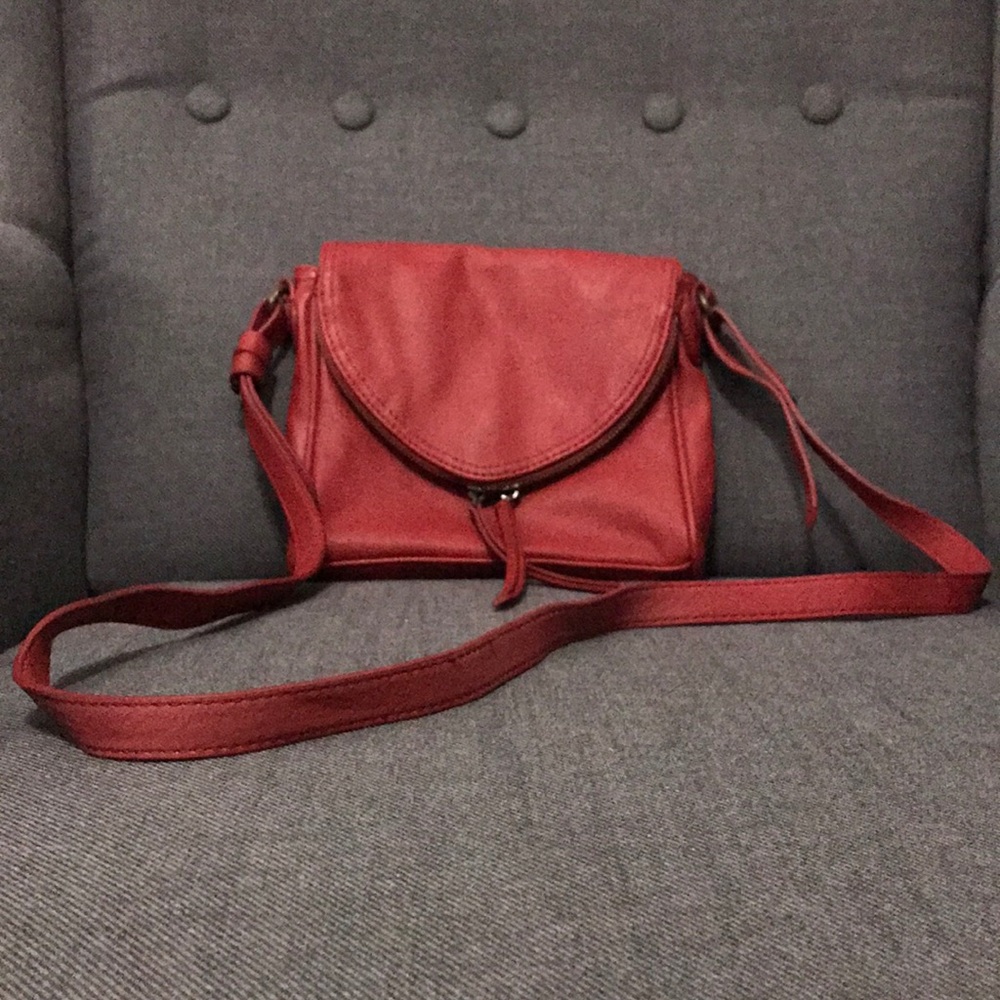 Red Vegan Leather Crossbody Bag